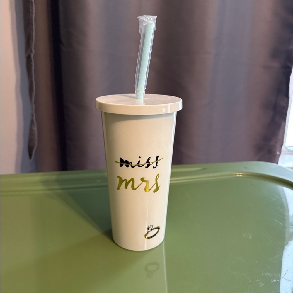 Miss Mrs White Tumbler with Straw